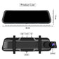 Telecamera da cruscotto integrata nello specchietto retrovisore da 10" 1080P - Visione notturna e modalità parcheggio per DVR auto - Include scheda di memoria da 64 GB