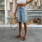Pantaloni midi in denim retrò distrutti
