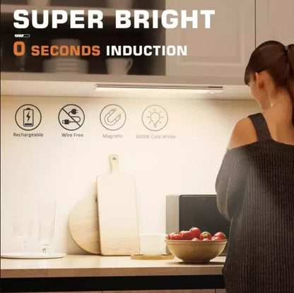 Luce LED con sensore di movimento per armadio dimmerabile magnetica ricaricabile USB C 1500 mAh 76 perle LED 200 lumen per cucina dispensa scale