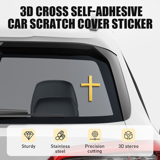 🚗✝️ 3D stereo croce adesivo in metallo
