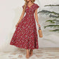 🌸Taglia：S-2XL👗 Abito estivo 2025 con stampa floreale, vita stretta e gonna ampia
