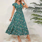 🌸Taglia：S-2XL👗 Abito estivo 2025 con stampa floreale, vita stretta e gonna ampia
