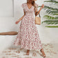 🌸Taglia：S-2XL👗 Abito estivo 2025 con stampa floreale, vita stretta e gonna ampia