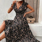 🌸Taglia：S-2XL👗 Abito estivo 2025 con stampa floreale, vita stretta e gonna ampia