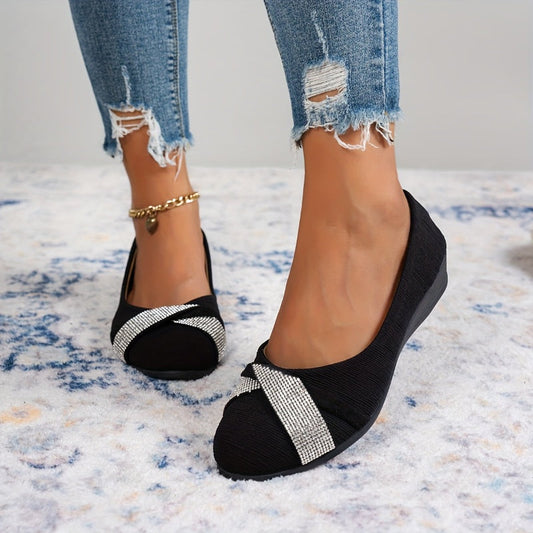💕 Donna leggera moda strass cuneo scarpe