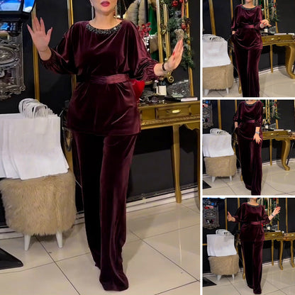 👗🌟 Nuovo completo in velluto dorato 2025, elegante e slanciato, una scelta raffinata!