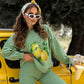 🍋 Maglione con cappuccio e pantaloni a 2 pezzi con stampa elegante