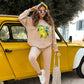 🍋 Maglione con cappuccio e pantaloni a 2 pezzi con stampa elegante