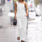💃👗2025 Nuovo set di moda Europa-America, spalle a spalle senza maniche + pantaloni a vita alta!
