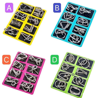 🧠⚡Anello puzzle in metallo da otto pezzi versione blu rompicapo