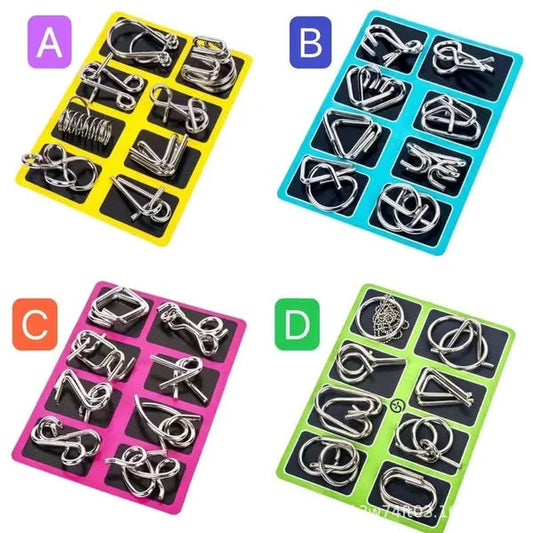 🧠⚡Anello puzzle in metallo da otto pezzi versione blu rompicapo