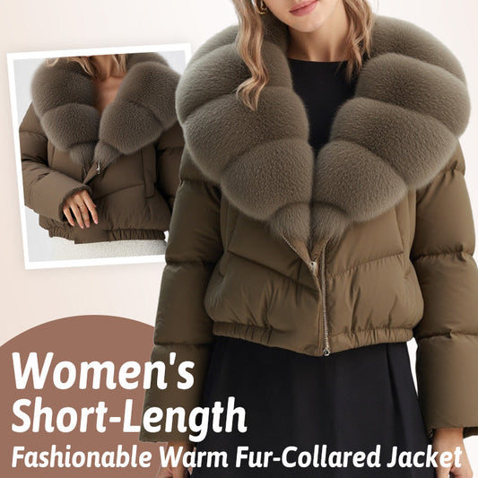 Giacca da donna a collare di pelliccia calda di moda di lunghezza breve (piuma di anatra bianca islandese)