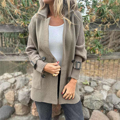 🍂 Promozione Autunno 50% 💕 Cappotto a doppio petto a lapello di lunghezza media da donna