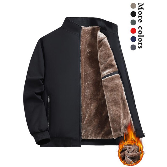 🧥🔥Giacca calda con zip in tinta unita da uomo -💪Antirughe, antivento, impermeabile e resistente alla neve!
