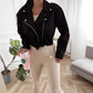 Cardigan corto in lana a maniche lunghe da donna