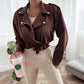 Cardigan corto in lana a maniche lunghe da donna