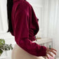 Cardigan corto in lana a maniche lunghe da donna