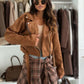 Cardigan corto in lana a maniche lunghe da donna