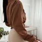 Cardigan corto in lana a maniche lunghe da donna