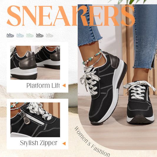 Sneakers casual con plateau da donna