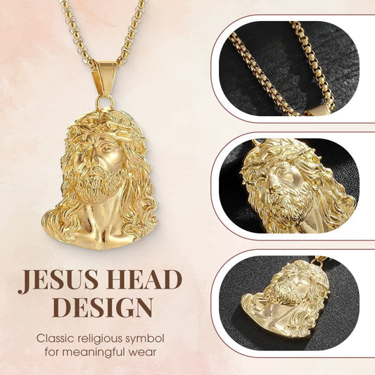 ✝️Sconto del 60%✨Collana con pendente a forma di testa di Gesù