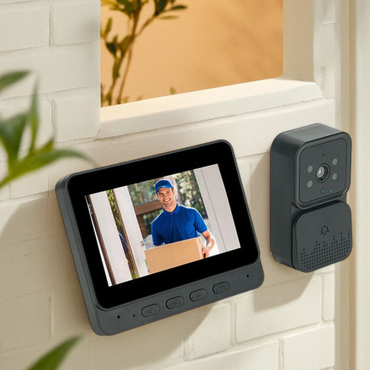 🔥 Videocitofono Wireless con Schermo e Telecamera – Collegamento senza fili, monitor incluso, visione notturna e audio bidirezionale per la sicurezza di casa.