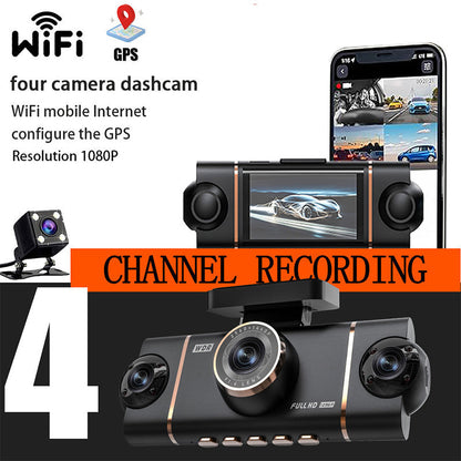 🔥 Dashcam per Auto a 3 Canali HD con Visione a 360° – Registrazione Fronte, Interno e Retro con WiFi, GPS e Visione Notturna 🚘📹