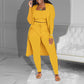 Completo casual in maglia 3 pezzi: top corto, cardigan a maniche lunghe e pantaloni aderenti