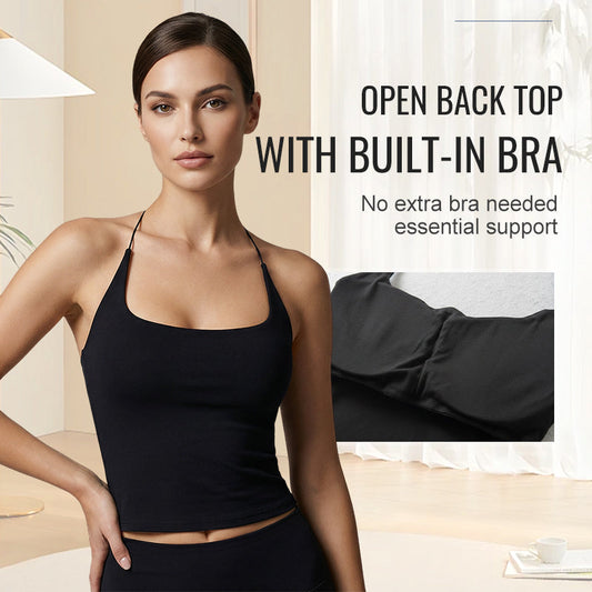 Top da donna con schiena scoperta e reggiseno incorporato