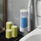 Spazzola per WC monouso, set con porta spazzola da parete per WC con 18 pz testine di pulizia, sistema di pulizia per bagno per lavabo, scarico vasca da bagno, lavello, urinale, spazzola per WC da parete, set per la pulizia del bagno