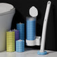 Spazzola per WC monouso, set con porta spazzola da parete per WC con 18 pz testine di pulizia, sistema di pulizia per bagno per lavabo, scarico vasca da bagno, lavello, urinale, spazzola per WC da parete, set per la pulizia del bagno