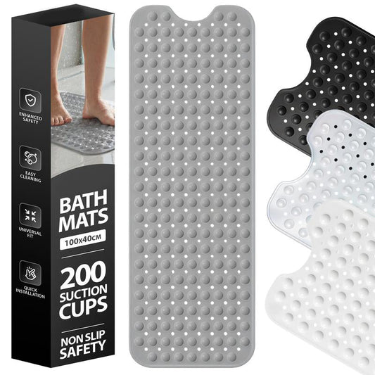 Tappetino da Bagno Antiscivolo 100x40 cm con Ventose per Vasca e Doccia