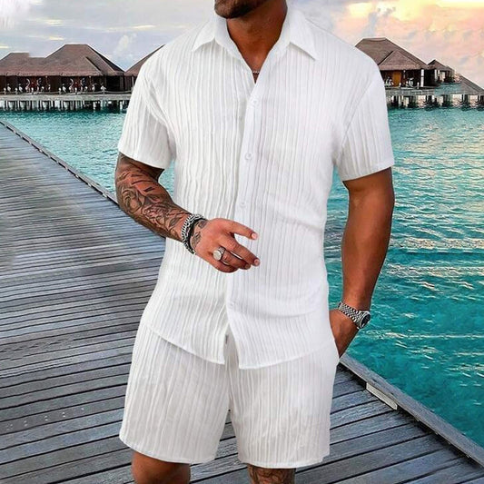 Set da uomo composto da camicia ampia e pantaloncini, 2 pezzi – Traspirante, vestibilità comoda e stile estivo disinvolto 👕🩳