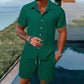 Set da uomo composto da camicia ampia e pantaloncini, 2 pezzi – Traspirante, vestibilità comoda e stile estivo disinvolto 👕🩳