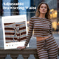Completo da donna composto da top e pantaloni a righe in maglia, due pezzi.