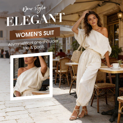 ✨2026 Nieuw binnen 54% KORTING💥Asymmetrische Top & Broek Set – Stijlvolle Tweedelig Voor Dames--Voor een look die blijft hangen