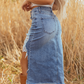 💎 50% DI SCONTO! 💎 Gonna midi in denim strappato a vita alta da donna – Orlo asimmetrico, dettagli consumati e vestibilità che valorizza la figura 👖✨