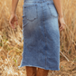 💎 50% DI SCONTO! 💎 Gonna midi in denim strappato a vita alta da donna – Orlo asimmetrico, dettagli consumati e vestibilità che valorizza la figura 👖✨