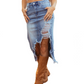 💎 50% DI SCONTO! 💎 Gonna midi in denim strappato a vita alta da donna – Orlo asimmetrico, dettagli consumati e vestibilità che valorizza la figura 👖✨