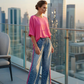 💖 Completo da donna in 2 pezzi: top rosa brillante e pantaloni con stampa leopardata, ampio, comodo e traspirante, per il tempo libero e le gite, dalla S alla 5XL