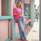 💖 Completo da donna in 2 pezzi: top rosa brillante e pantaloni con stampa leopardata, ampio, comodo e traspirante, per il tempo libero e le gite, dalla S alla 5XL