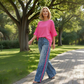 💖 Completo da donna in 2 pezzi: top rosa brillante e pantaloni con stampa leopardata, ampio, comodo e traspirante, per il tempo libero e le gite, dalla S alla 5XL