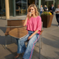 💖 Completo da donna in 2 pezzi: top rosa brillante e pantaloni con stampa leopardata, ampio, comodo e traspirante, per il tempo libero e le gite, dalla S alla 5XL