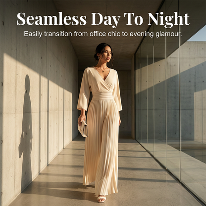 ✨ Elegante tuta a gamba larga con scollo a V e pieghe – Chic, comoda e perfetta per ogni occasione 💃💖