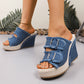 Sandali da donna casual con plateau in denim – Tacco comodo da 10 cm, suola antiscivolo e fibbia regolabile 👟💙