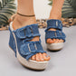 Sandali da donna casual con plateau in denim – Tacco comodo da 10 cm, suola antiscivolo e fibbia regolabile 👟💙