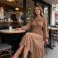 👗Nuovo arrivo - 50% di sconto!🥰Abito lungo da donna con volant e arricciature a maniche lunghe