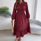 👗Nuovo arrivo - 50% di sconto!🥰Abito lungo da donna con volant e arricciature a maniche lunghe
