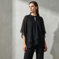 Elegante completo di pantaloni asimmetrici in due pezzi