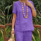 Completo casual da donna composto da top e pantaloni, due pezzi.